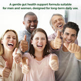 GreenPeople 4-in-1 Gut-Brain Restore capsules featuring probiotics, postbiotics, and digestive enzymes, 120 capsules for two months.