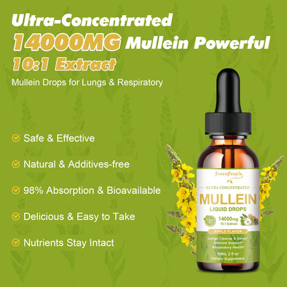 Mullein Leaf Extract Drops Liquid Supplement Apple Flavor