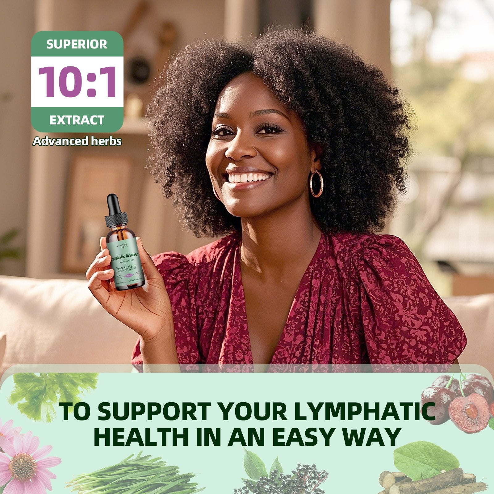 Lymphatic Drainage Drops, 10-in-1 Lymphatic Supplements with Echinacea & Burdock Root- Immune & Detox Boost, Advanced Absorption, Non-GMO (2 fl oz, 2 Pack) - GreenPeople