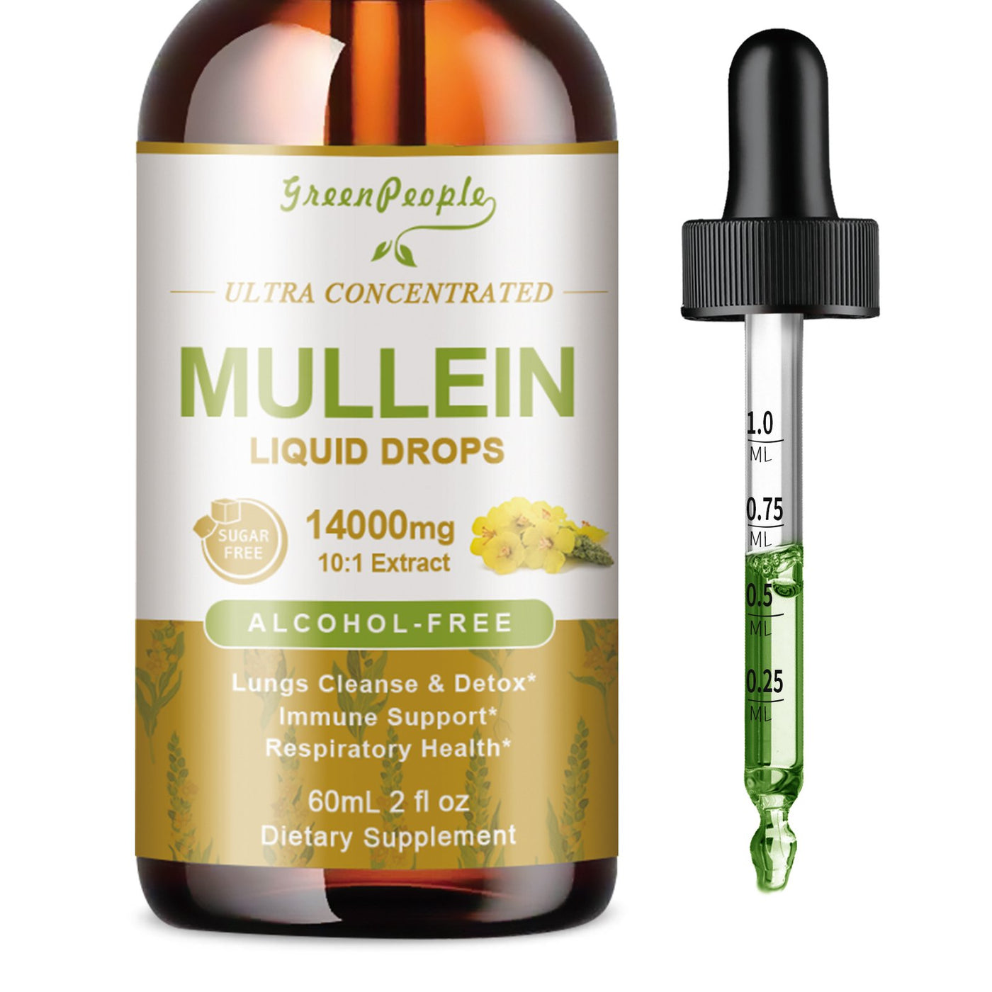 GreenPeople Mullein Leaf Extract Liquid Drops Supplement