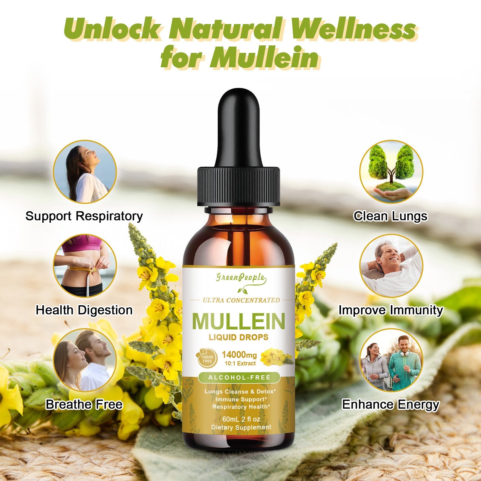 Mullein Leaf Liquid Drops – 13-in-1 Lung & Immune Herbal Formula, 2oz - GreenPeople