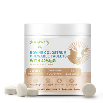 GreenPeople Bovine Colostrum Tablets Chewable Colostrum Supplement 2000mg per Serving for Immune Support