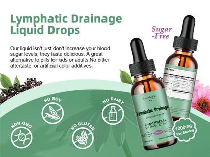 Lymphatic Drainage Supplements Drops - 10-in-1 Vegan Lymphatic Support Supplement - Lymphatic Cleanse with 1000mg Echinacea & Elderberry - Immune Support - Vegan, Non-GMO (1 fl oz, 2 Pack)