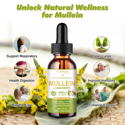 Mullein Leaf Extract Drops Liquid Supplement Apple Flavor