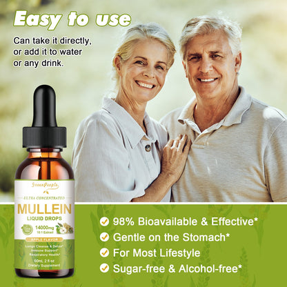 Mullein Leaf Extract Drops Liquid Supplement Apple Flavor