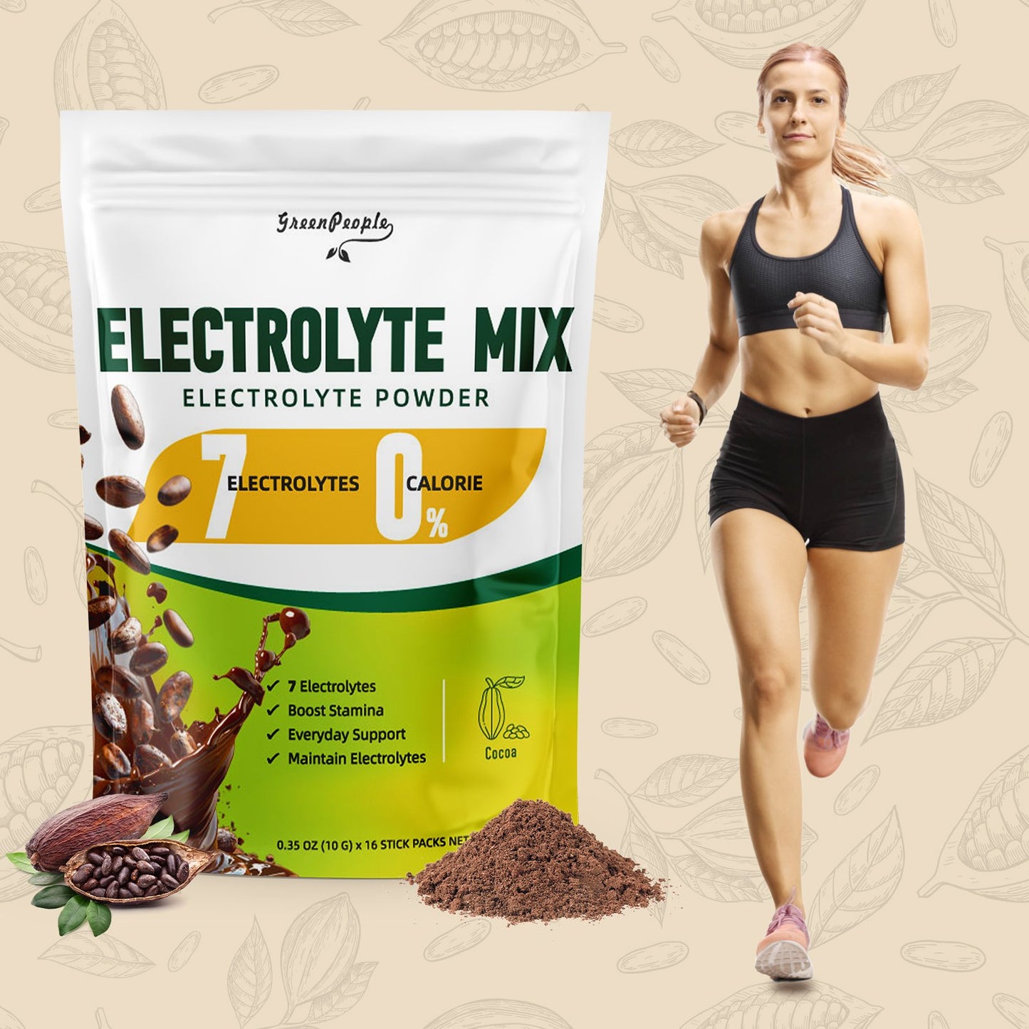 Zero Sugar Electrolyte Powder Mix Cocoa Flavor