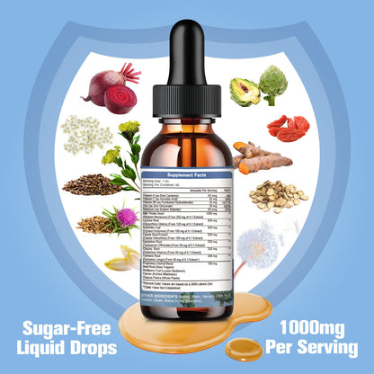 GreenPeople Liver Liquid Drop Supplement 1000mg Milk Thistle Silymarin Extract Blueberry Flavor