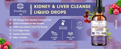 Kidney & Liver Cleanse Liquid Drops Blueberry Flavor for Digest