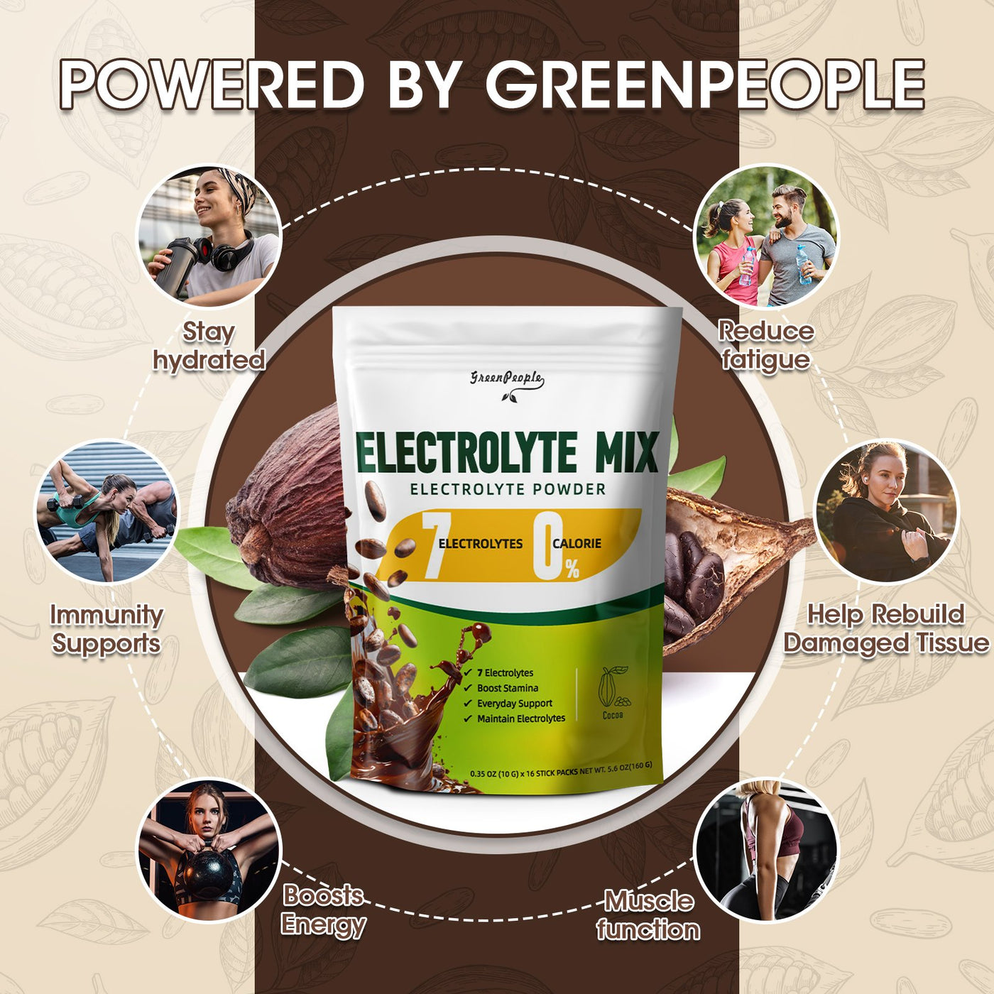 Zero Sugar Electrolyte Powder Mix Cocoa Flavor