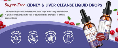 Kidney & Liver Cleanse Liquid Drops Blueberry Flavor for Digest