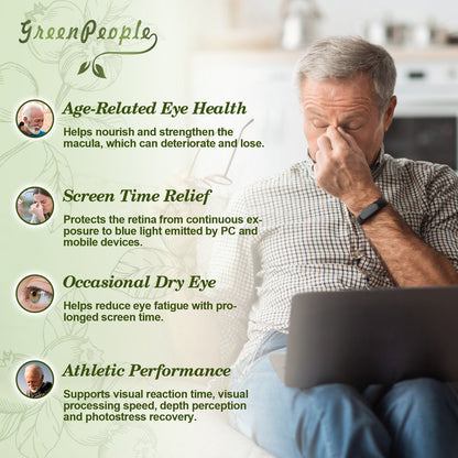 GREENPEOPLE Lutein Capsules | Eye Supplements | Visual Function Support | Lingonberry, Turmeric, Zeaxanthin, and Vitamin C