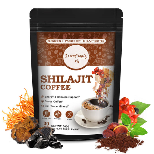 Himalayan Shilajit Resin Coffee with Fulvic Acid & 85+ Trace Minerals Shilajit & 6 Herbal Supplement for Energy & Immune Support