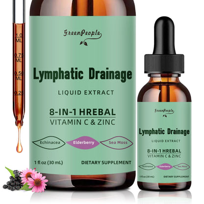 Lymphatic Drainage Supplements Drops - 10-in-1 Vegan Lymphatic Support Supplement - Lymphatic Cleanse with 1000mg Echinacea & Elderberry - Immune Support - Vegan, Non-GMO (1 fl oz, 2 Pack)