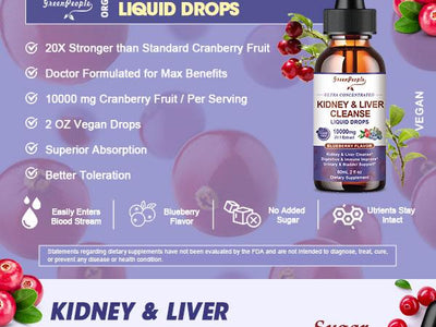 Kidney & Liver Cleanse Liquid Drops Blueberry Flavor for Digest