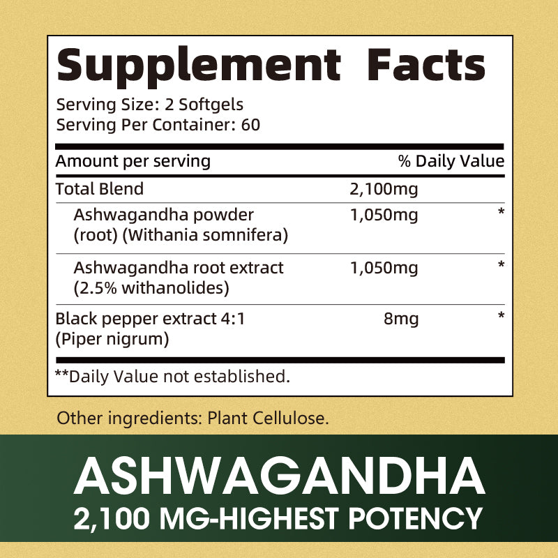 GreenPeople Ashwagandha Root Extract 2100mg with Organic Black Pepper