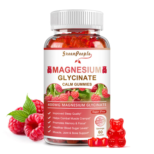 GREENPEOPLE Magnesium Glycinate Gummies Sugar Free Magnesium Potassium Supplement with Magnesium Malate, Vitamin D, B6, and CoQ10