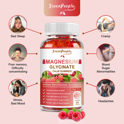 Raspberry Flavor Magnesium Glycinate Gummies for Sleep & Mood Support