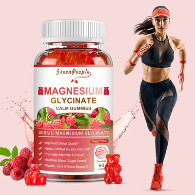 Raspberry Flavor Magnesium Glycinate Gummies for Sleep & Mood Support